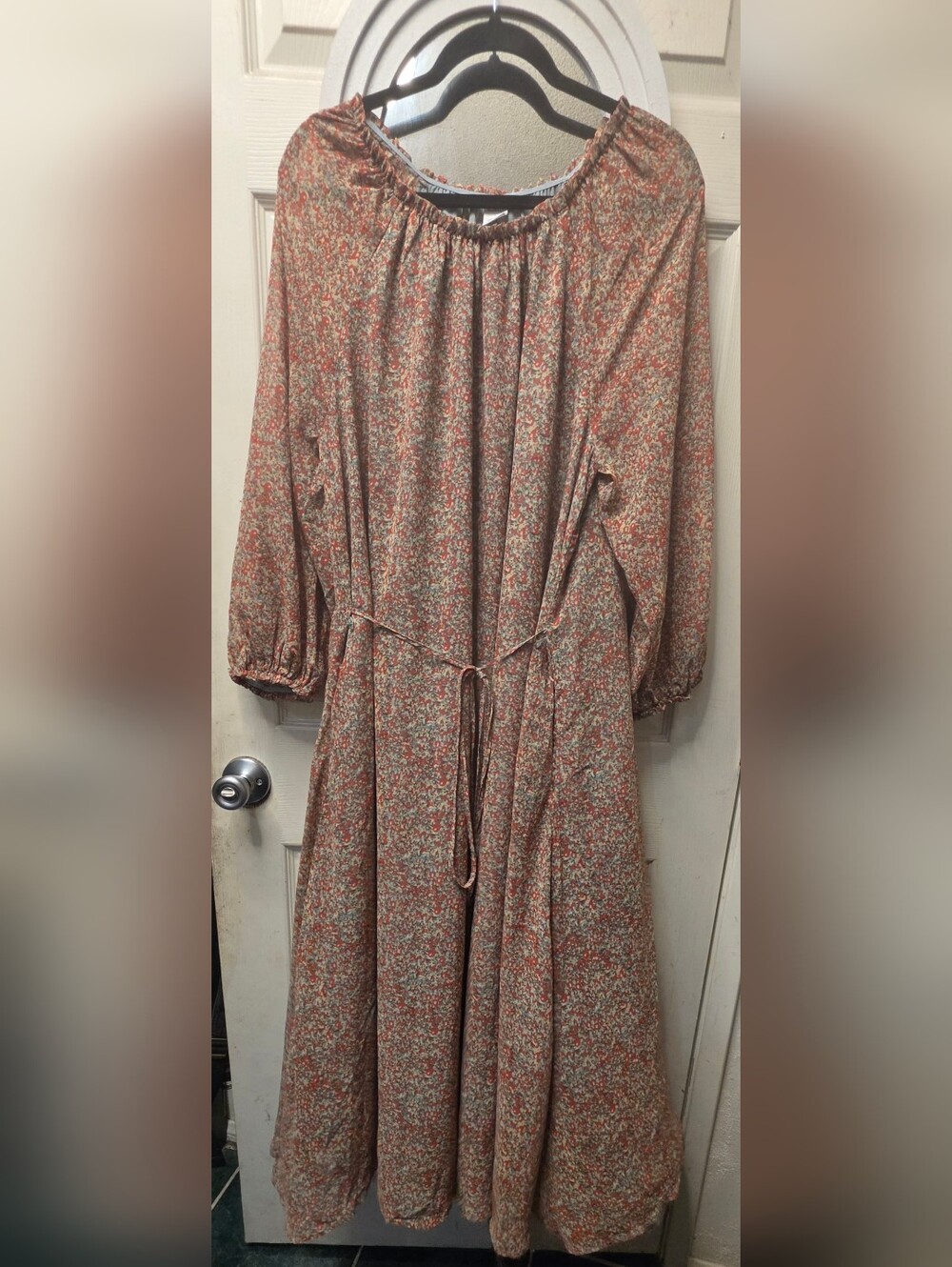 Melrose and Market Floral Maxi Dress in Red, Green and Cream
